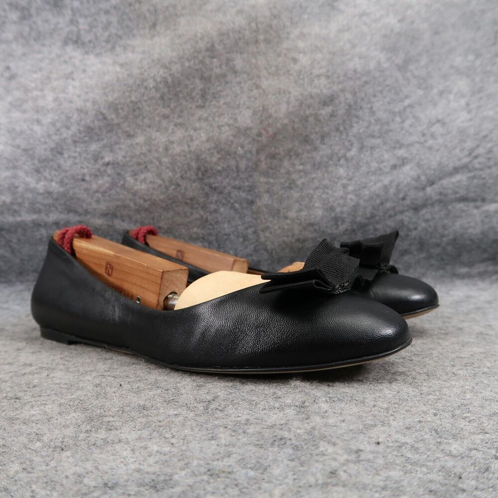 Bruno Magli Shoes Women 36 Ballet Flat Bow Fashion Slip On Leather Black Classic